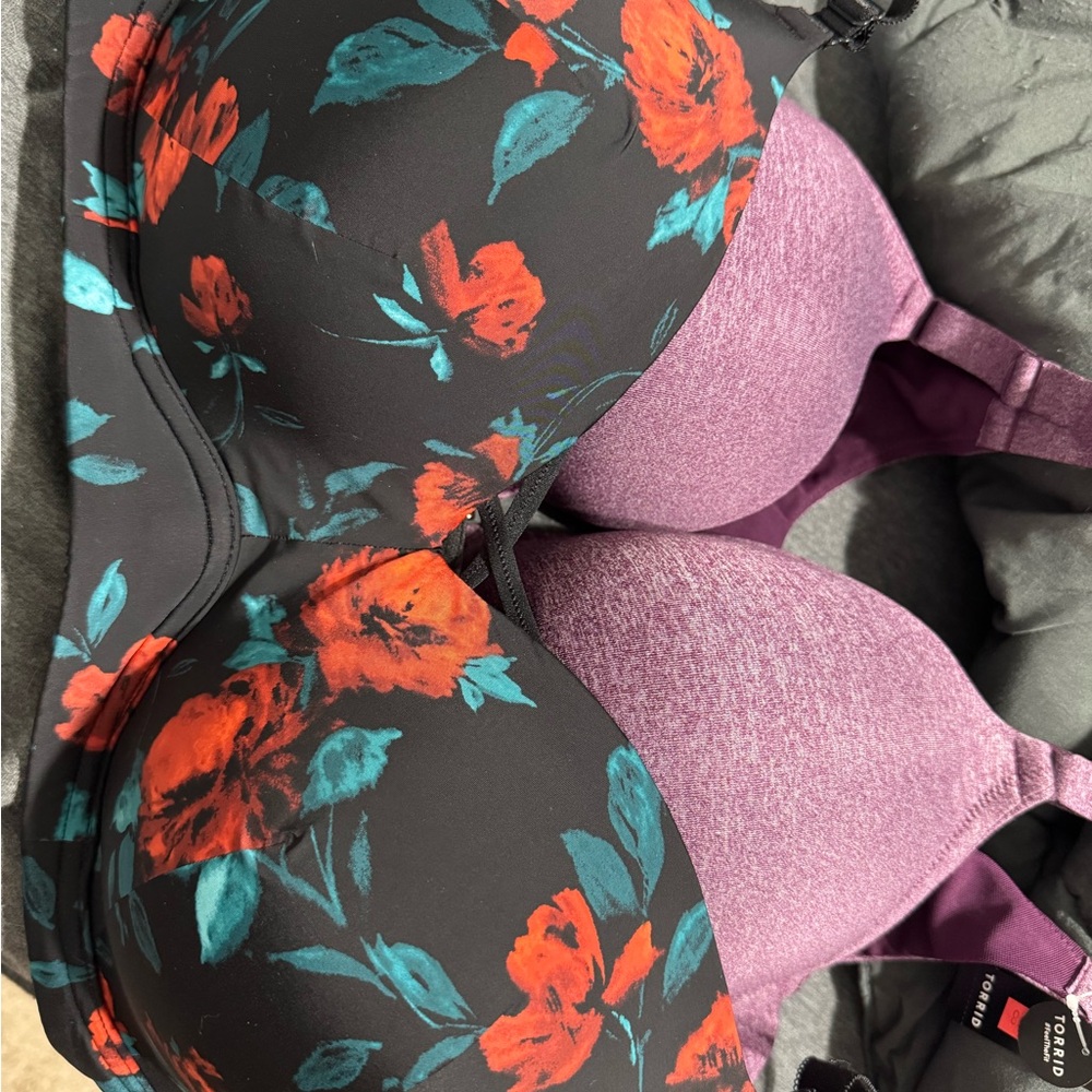 Floral and Purple Bra Set